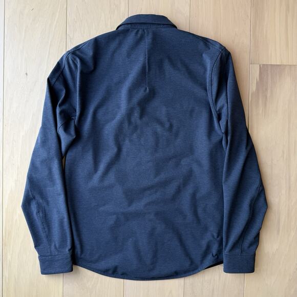 Lululemon Compatibility Shirt Medium Blue Snap Long Sleeve Minimalist Workwear - Picture 8 of 9